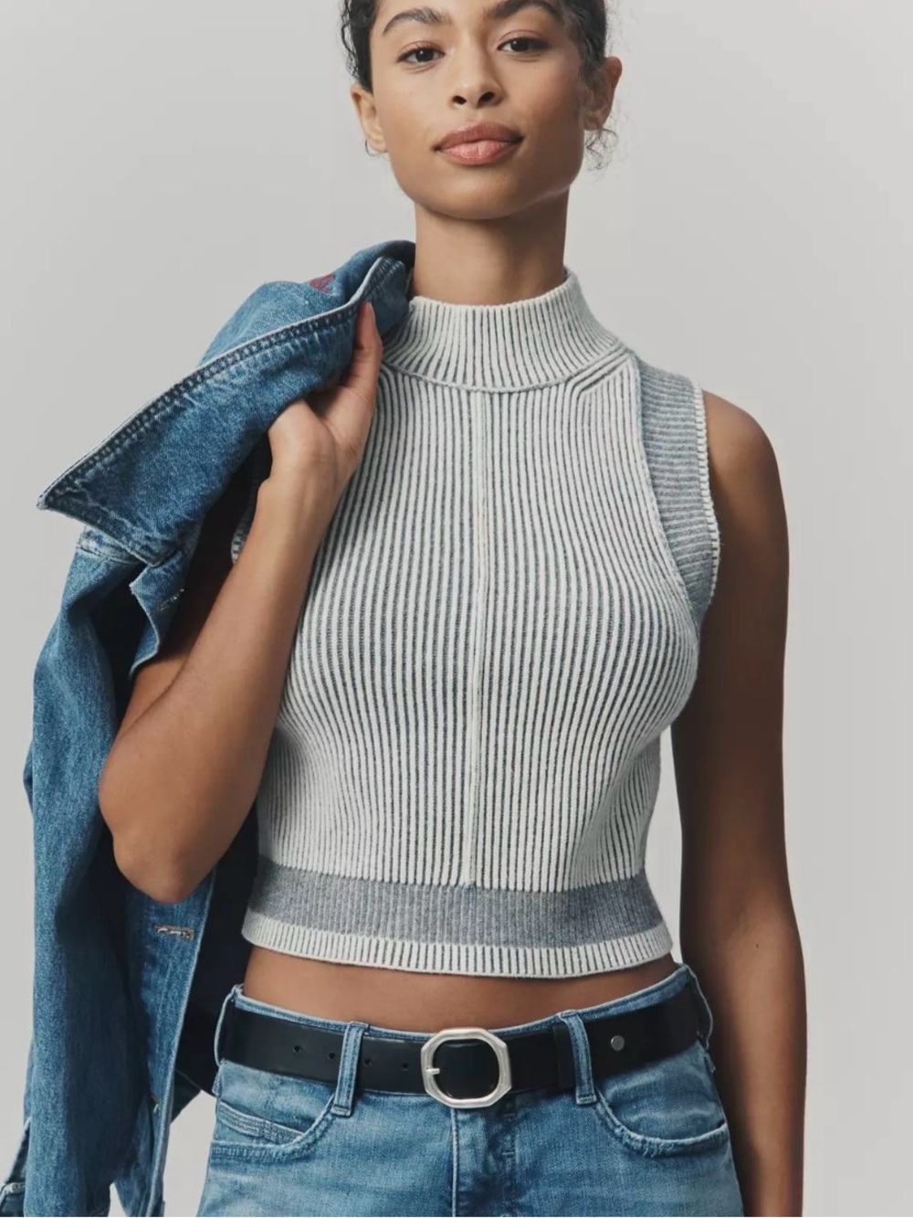 NWT Anthropologie Pilcro Ribbed Crop Sweater Tank Size XS